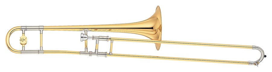 Trombone à coulisse ténor en laiton, vu de profil
